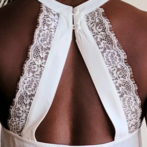 FOREVER 21 White Sheer Halter Cropped Blouse Sleeveless Halter Top Size S - Picture 4 of 12